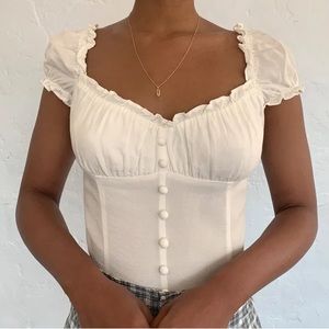 Reformation White Long Sleeve Top NWOT